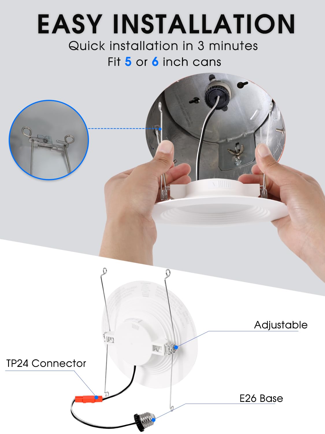 2 Pack 5/6 Inch 5CCT LED Recessed Lighting, Dimmable Can Lights